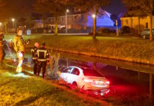 Auto belandt in water bij Baarskolk, bestuurder slaat op de vlucht